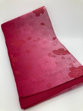 浴衣帯 半幅帯 両面 桜/無地 ピンク/濃ピンク 袷(あわせ) 118