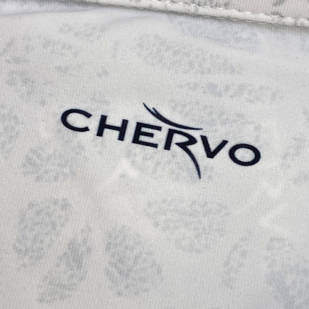 サイズ：48 CHERVO シェルボ  半袖ポロシャツ 総柄 ホワイト系 [240101449093] ゴルフウェア メンズ ストスト サイズ：48 CHERVO シェルボ 半袖ポロシャツ 総柄 ホワイト系