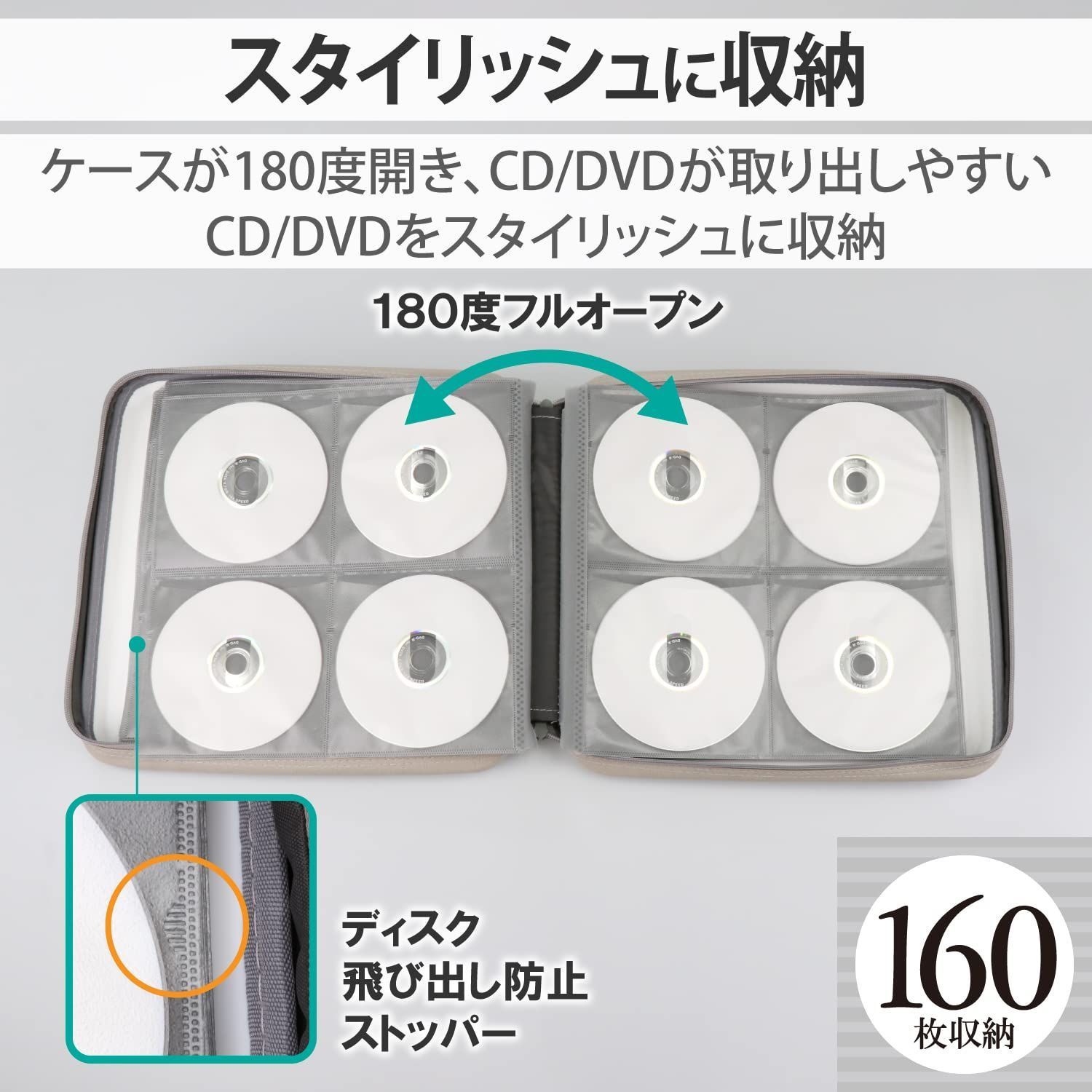 エレコム D V D CDケース セミハード ファスナー付 160枚収納 ブラック