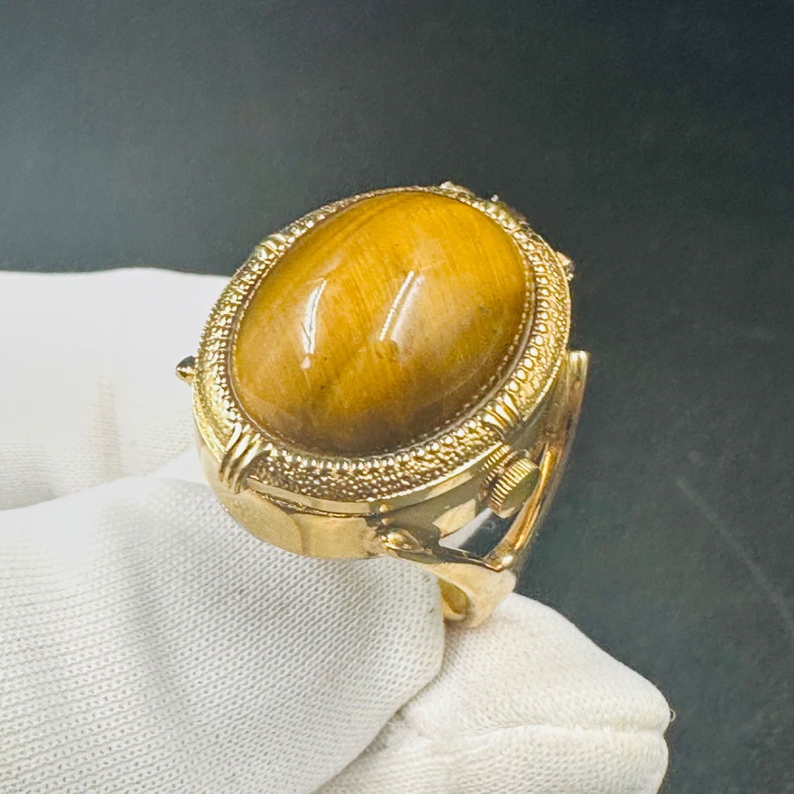 昭和レトロ ヴィンテージリング リングウォッチ タイガーアイ オリエント