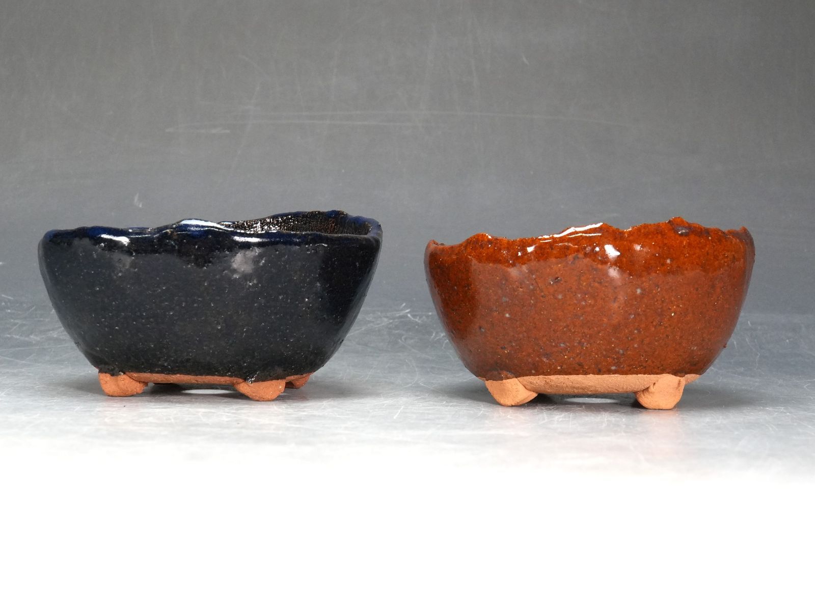 ショップ 竹鳳 作 丸鉢 盆栽鉢 お得な2個セット p-084