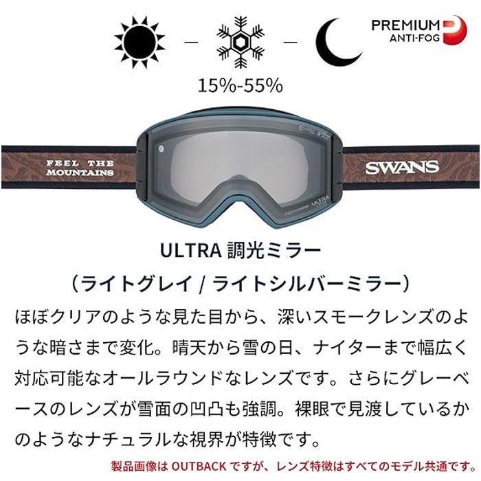 SWANS スワンズ スキーゴーグル 調光レンズ RIDGELINE RL-MDH
