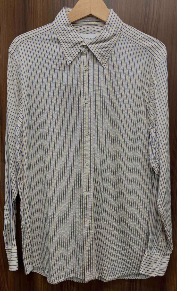 RAINMAKER KYOTO レインメーカー ／RM201-030／ B.D SHIRT ／ 長袖シャツ ／ ストライプ ／ ECRU×BLUE