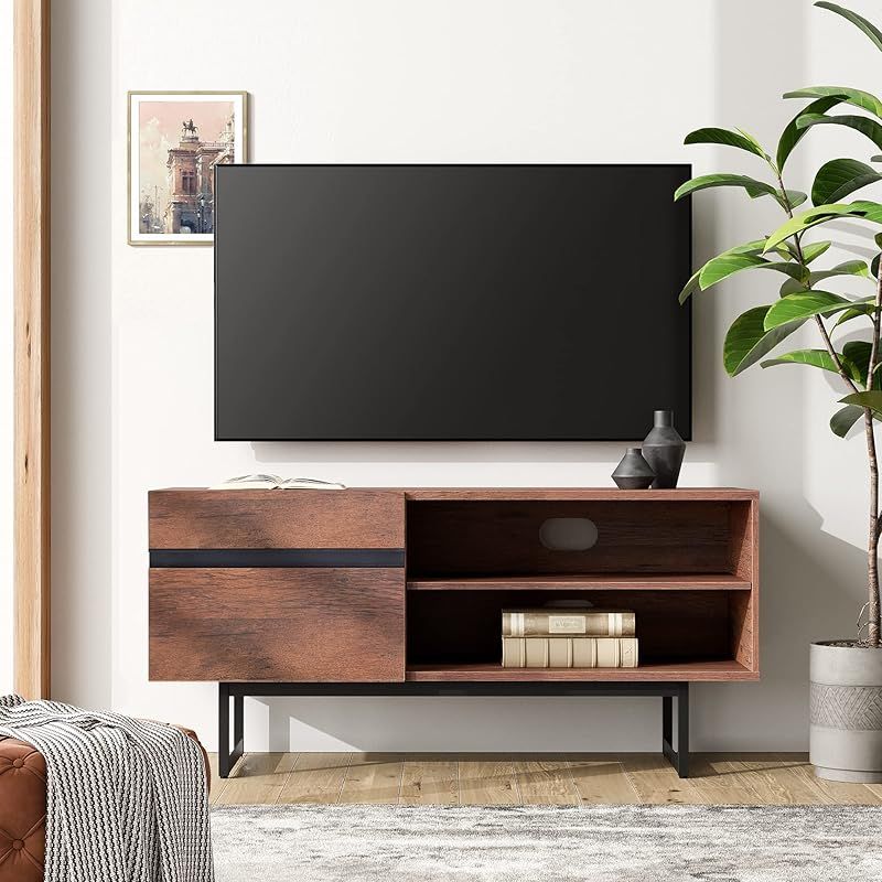 WAMPAT テレビ台 テレビボード 扉収納 可動式棚付き ローボード 24~46型対応 木製 スチール おしゃれ 幅106.7cm 0