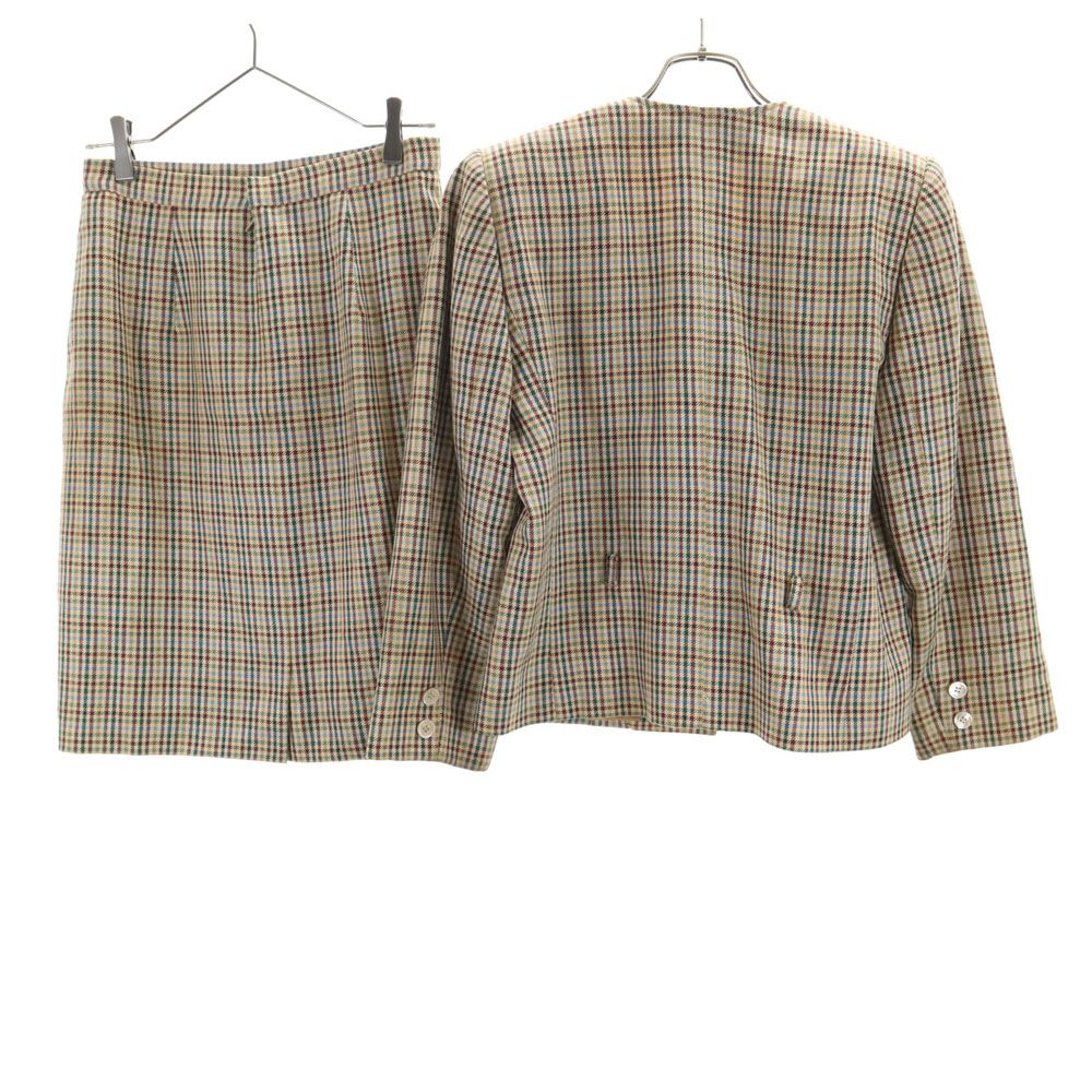 古着 CELINE セリーヌ 80s 90s フランス製 オールド チェック柄 カジュアル スカートスーツ 上下 セットアップ 42 ベージュ レディース CELINE セリーヌ 80s 90s フランス製 オールド チェック柄 カジュアル