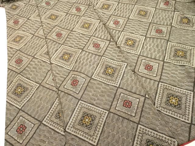 平和屋着物○希少 本場大島紬 龍郷絣 アンサンブル 花菱文 正絹 逸品  