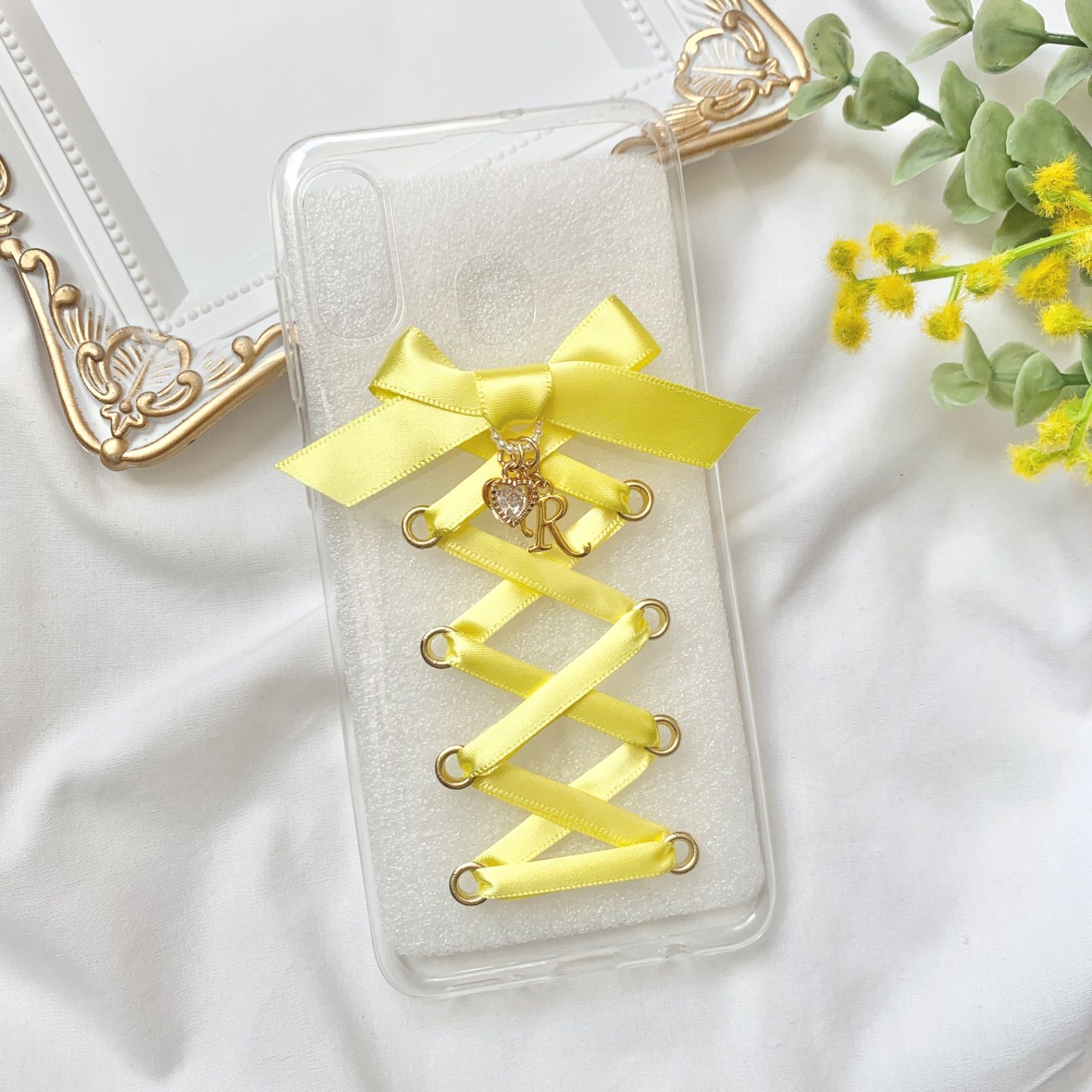 アルファベット+チャーム 各1点付 🎀 レースアップ スマホケース ♡ iPhone Android mobilephonecase 編み上げ  Laceup リボン ribbon 推し活 量産型 地雷系 cute 韓国ファッション - メルカリ