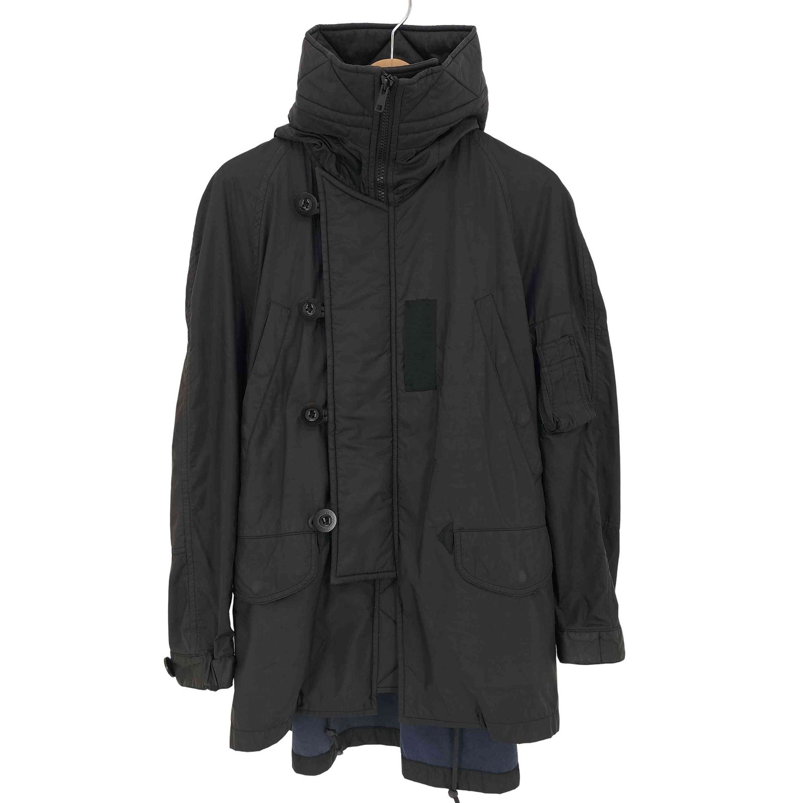 sacaiチェックフーデットコート ネイビー sacaiチェックフーデットコート ネイビー Sacai // Fall 2018 Navy