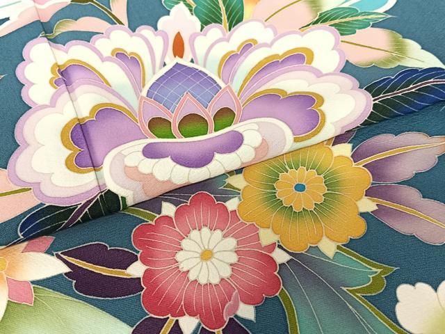 平和屋着物○豪華振袖 友禅 作家物 泰和 更紗花文 暈し染め 正絹 逸品