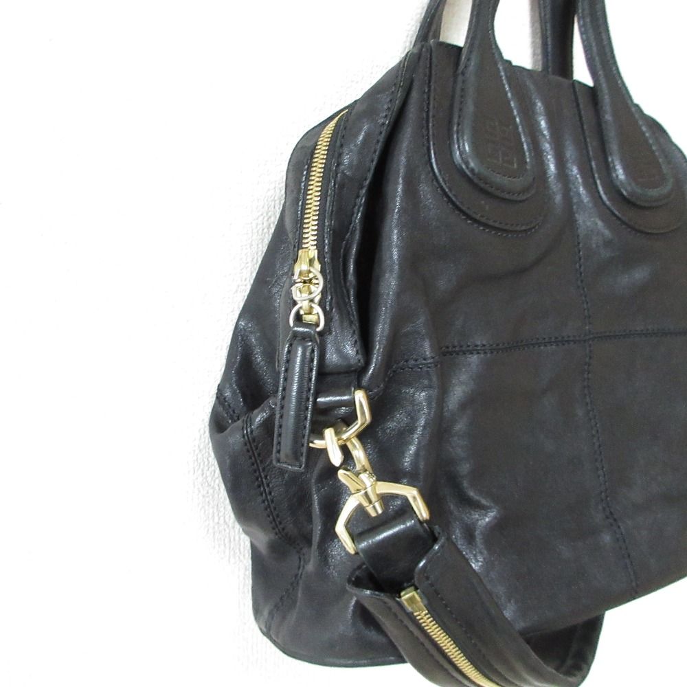ジバンシー　2WAY　ナイチンゲール　ハンドバッグ　肩掛け　ラムレザー　ブラック 良品 GIVENCHY ジバンシィ ナイチンゲール レザー 2way