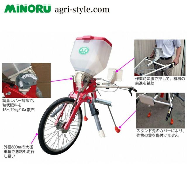 みのる産業 高畝用追肥機 AN-5 畝高さ35cmまで対応 6～79kg|10a散布