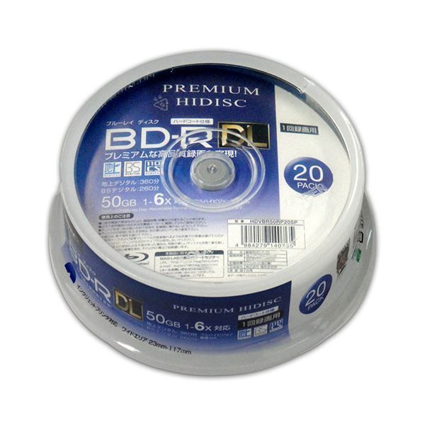 まとめ PREMIUM HIDISC BD-R DL 1回録画 6倍速 50GB 20枚 スピンドルケース ×10個セット HDVBR50RP20SPX10