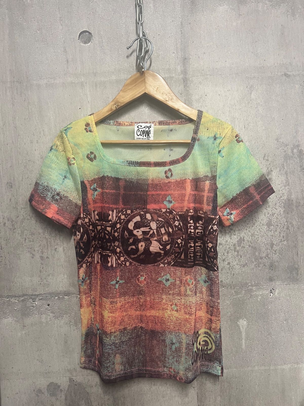 80~90s 花柄ベスト 総柄 archive y2k ユーロヴィンテージ 古着 y2k Cop Copine パワーネット 総柄 シアー メッシュ カットソー