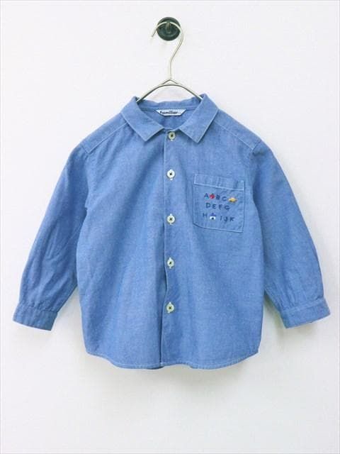 SE3-C73☆familiar/ファミリア♪綺麗なブルー*シャツ*100サイズ キッズ
