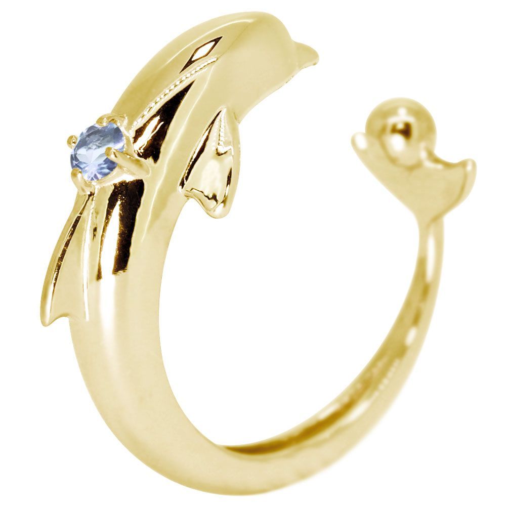 イヤーカフ イルカ イルカモチーフ 片耳用 レディース アクアマリンサンタマリア シルバー ドルフィン【受注生産の為8～10営業日程度で発送】