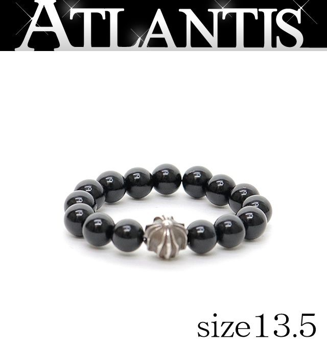 CHROME HEARTS 銀座店 クロムハーツ SALE 4mm ビーズリング ブラックトルマリン 指輪 メンズ SV925 約13.5号 黒 97808 CHROME HEARTS 銀座店 クロムハーツ SALE 4mm ビーズリング ブラック