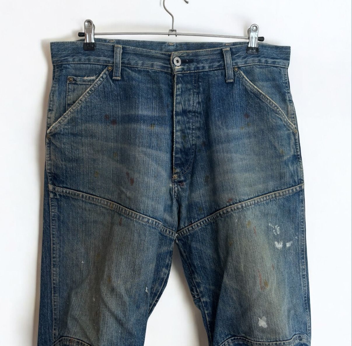 ≪G-STAR RAW≫ SHORTCUT ELWOOD ペイントヴィンテージ加工 立体裁断 バイカーズデニムジーンズ