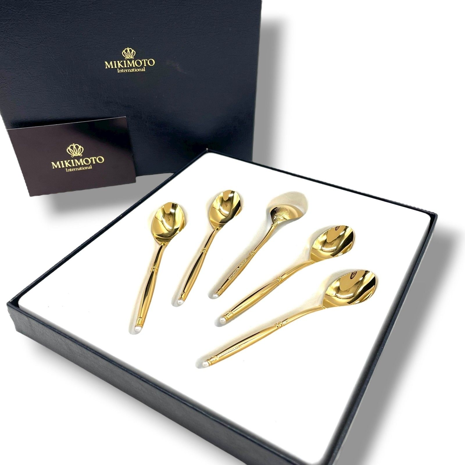ミキモト MIKIMOTO ゴールドカラー 金 スプーン 5本セット パール モチーフ カトラリー ギフト ♥ M4