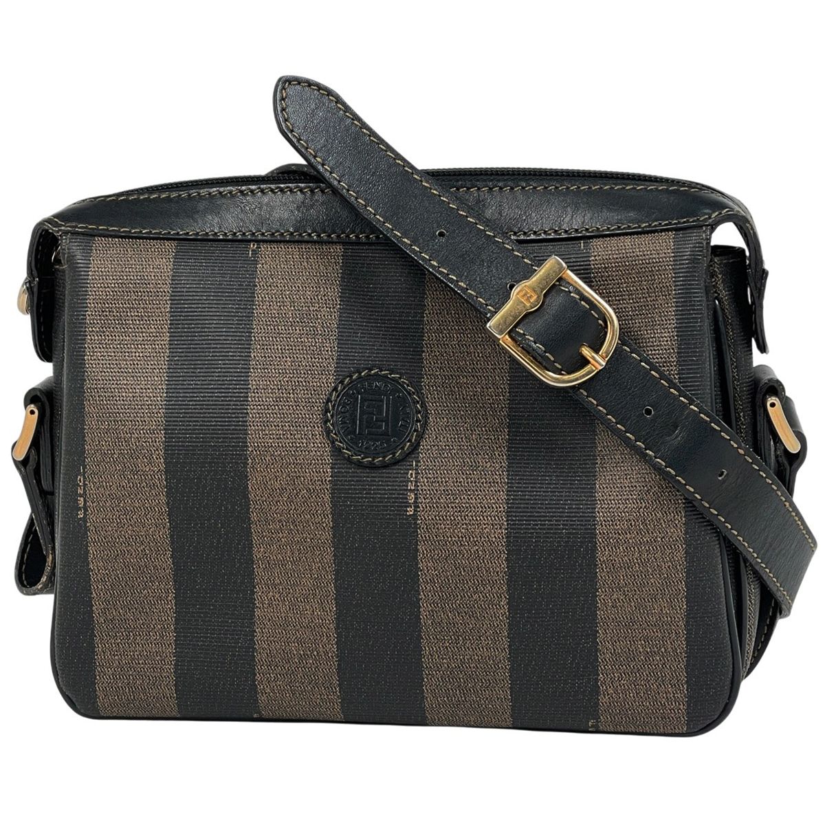 ジャンク品 フェンディ FENDI ペカン柄 ショルダーバッグ 斜め掛け ショルダーバッグ コーティングキャンバス ブラック ブラウン レディース