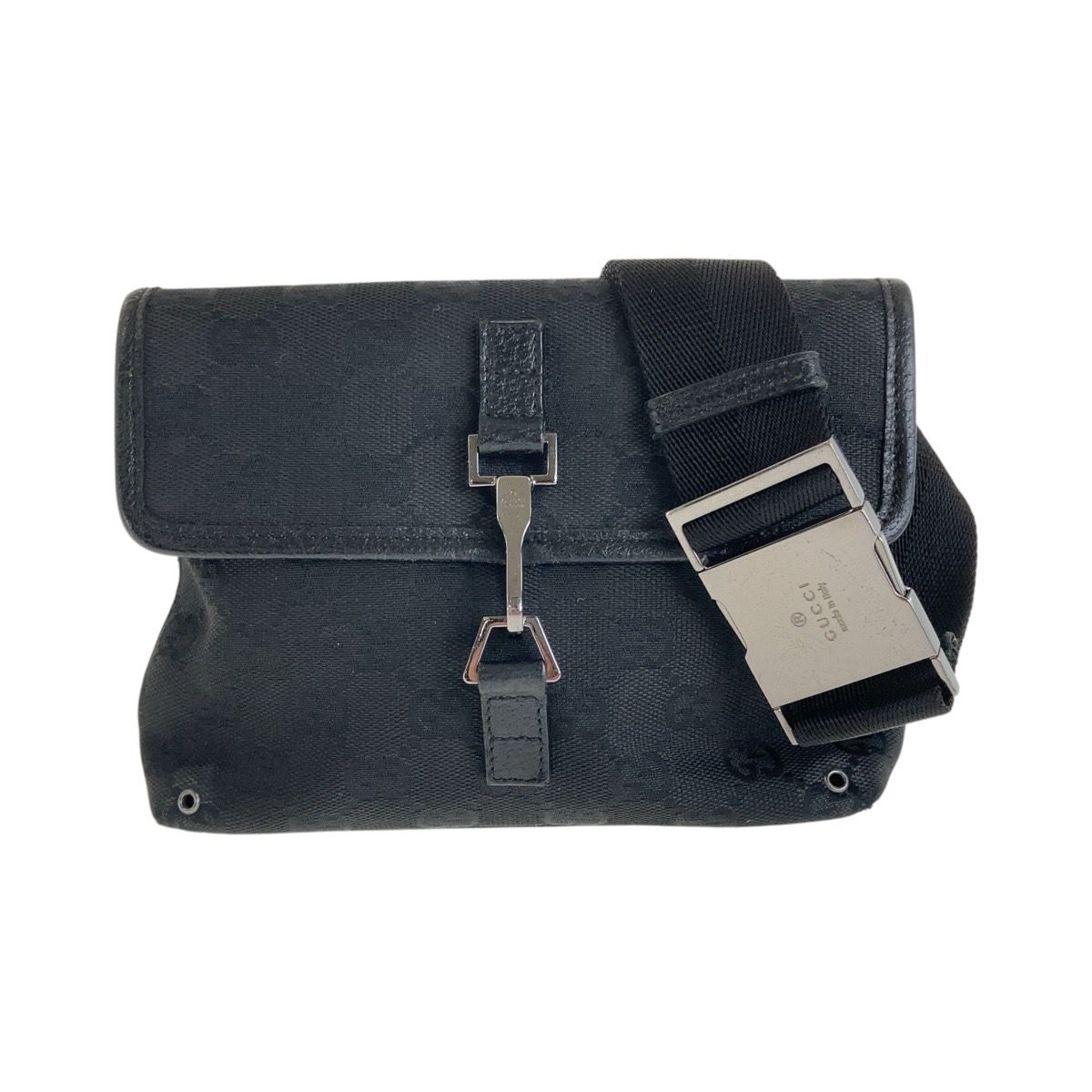 GUCCI ブラック ボディバッグ GUCCI グッチ ブラック 黒 シルバー金具 GGキャンバス 92543 ボディ