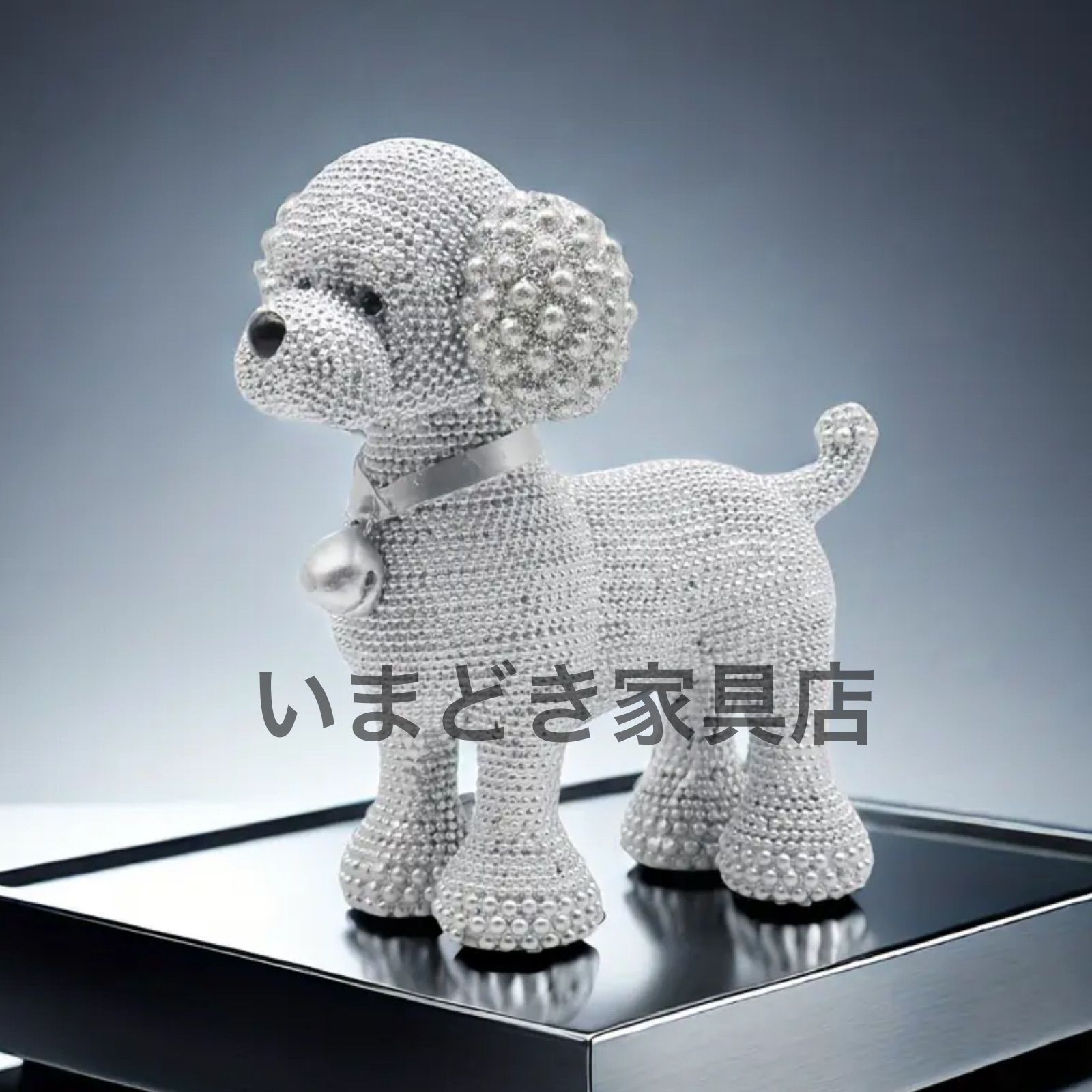 プードルオブジェ 置物 犬 アニマル フィギュア 動物 陶器製オレンジと