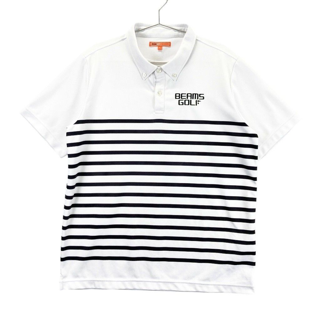 サイズ：XL BEAMS GOLF ビームスゴルフ  半袖ポロシャツ ボタンダウン ボーダー柄 ホワイト系 [240101368042] ゴルフウェア メンズ ストスト サイズ：XL BEAMS GOLF ビームスゴルフ 半袖ポロシャツ ボタン