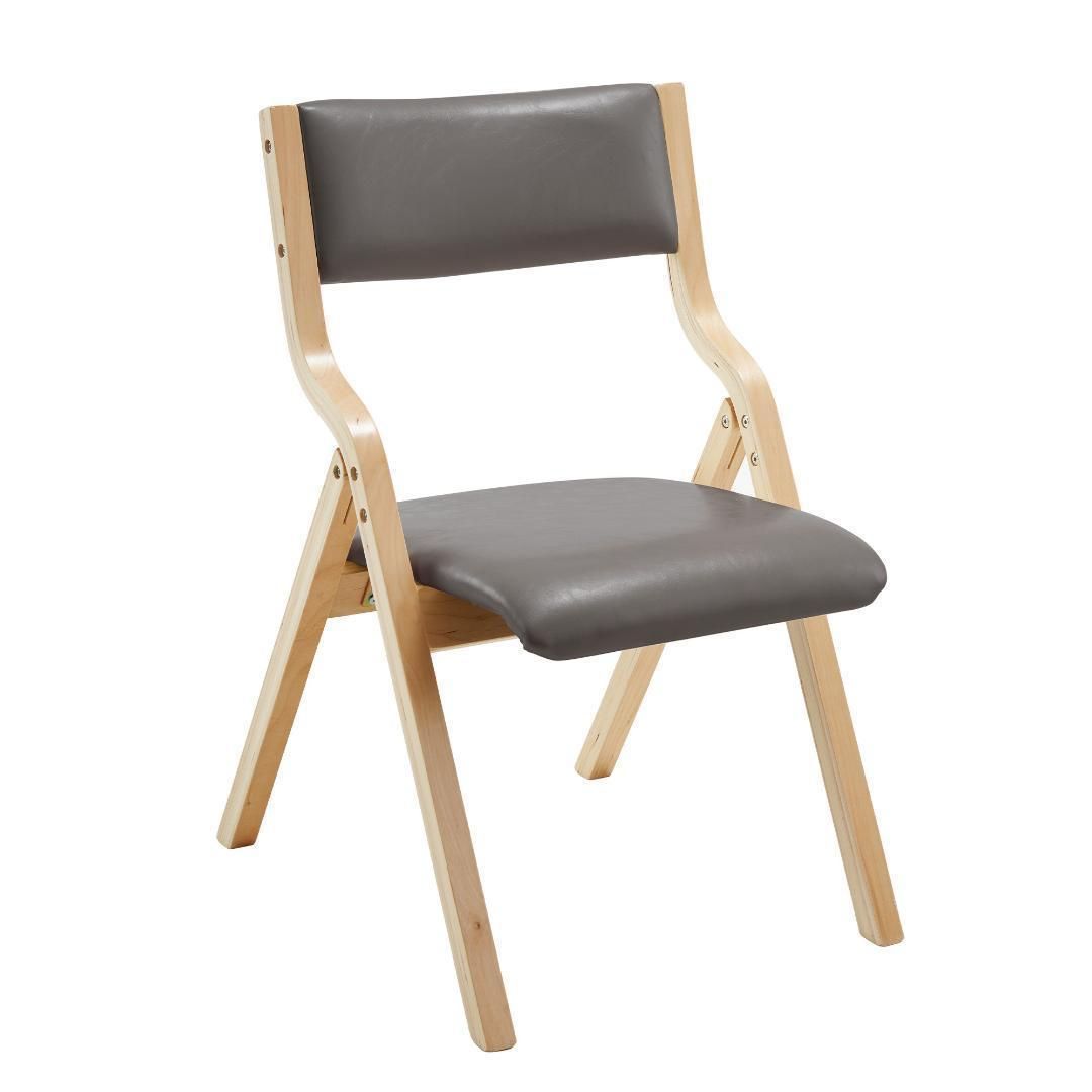 グレー 2脚　ダイニングチェア PU 木製 介護チェア イス 折りたたみチェア グレー 2脚ダイニングチェア PU 木製 介護チェア イス 折りたたみチェア