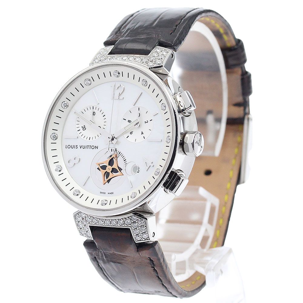 ルイ ヴィトン LOUIS VUITTON Q8H00 タンブール ムーンスターMM ブロンシュ 12P ラグダイヤ クロノグラフ クォーツ ボーイズ_908384