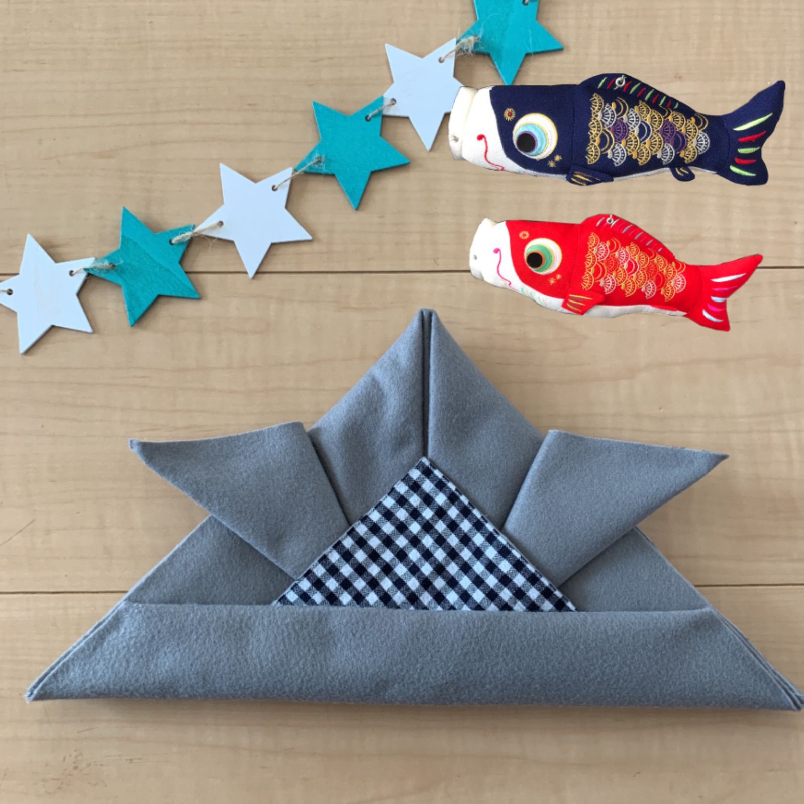 かぶれる兜 フェルト兜 グレー こどもの日