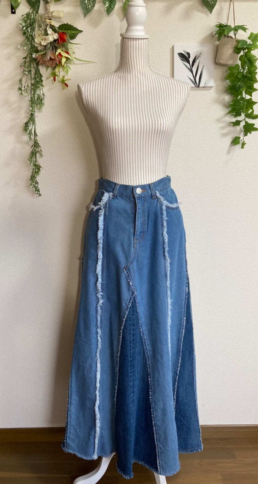 デニムリメイクロングスカートNo.0017 - メルカリ