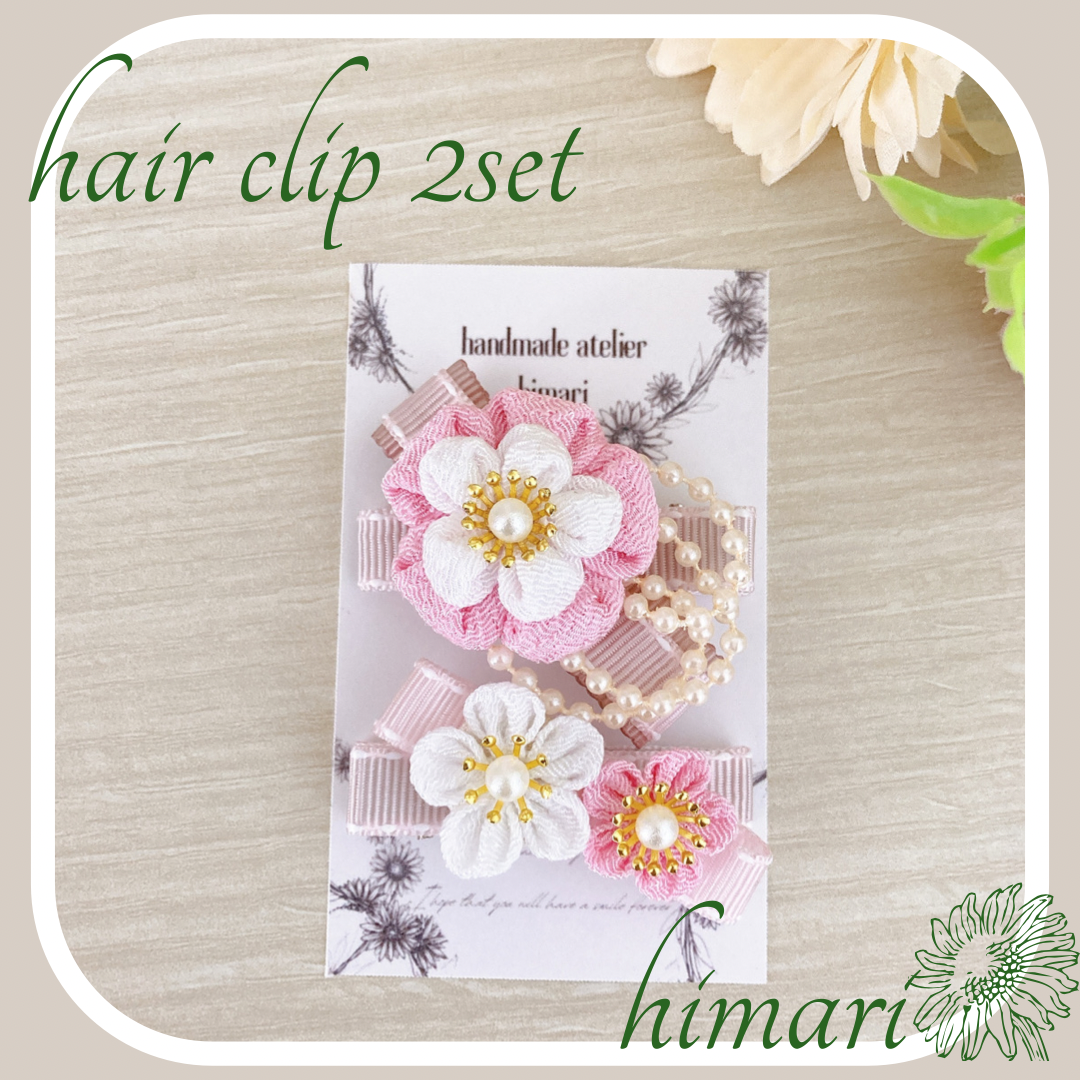 刺繍糸パステルカラーお花♡ベビーヘアクリップ ヘアゴム