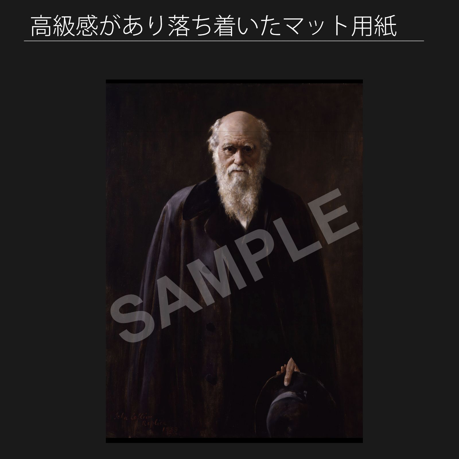 ジョン コリア John Maler Collier チャールズ ロバート ダーウィン 1881年 アートポスターA2 マット紙 フレーム付 IN