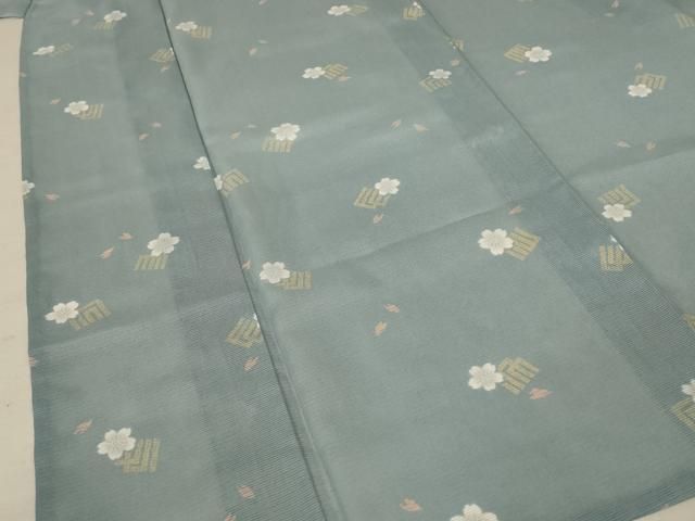 平和屋着物＊小紋 絽 舞桜文 洗える着物 AABA9291jd