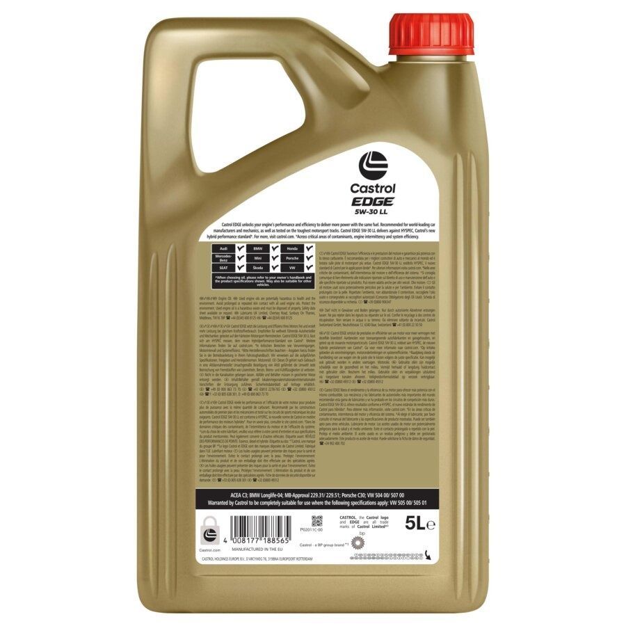 カストロールエッジ 5W-30 LL 5L エンジンオイル P02011B-00 Castrol EDGE ガソリン ディーゼル ハイブリッド