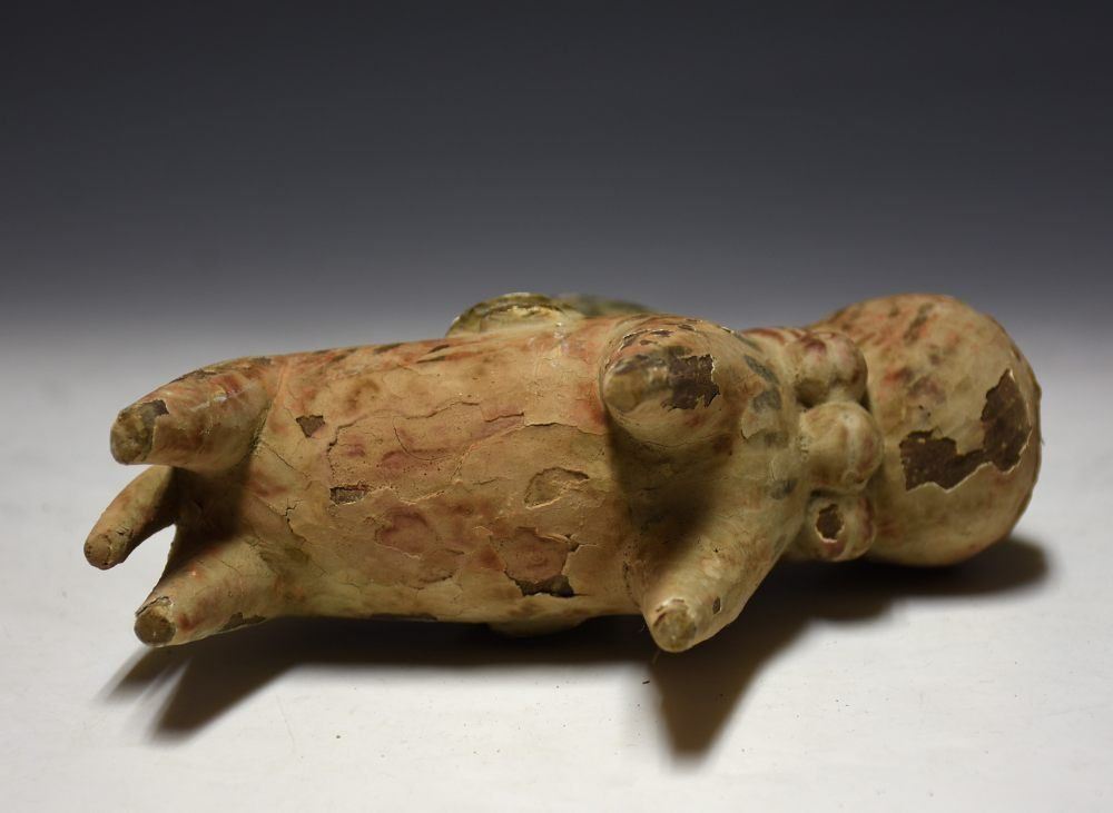 朝鮮古美術 木彫彩色虎上人物像