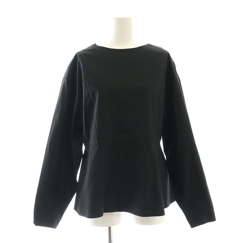 ブラミンク BLAMINK コットンペプラムフレアブラウス 長袖 36 黒