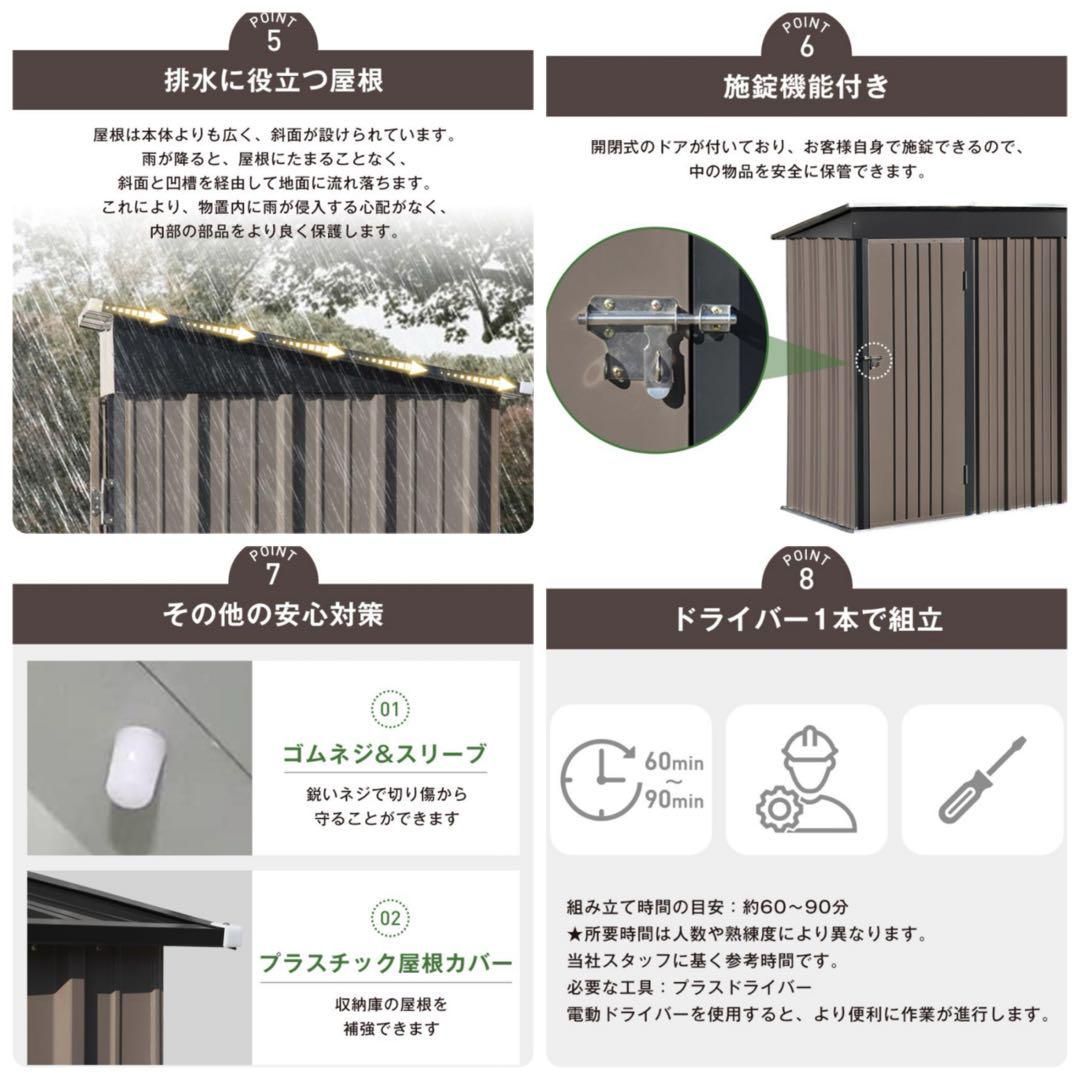 可動棚なし】物置 屋外 スチール 倉庫 戸外収納庫 幅162*奥行き