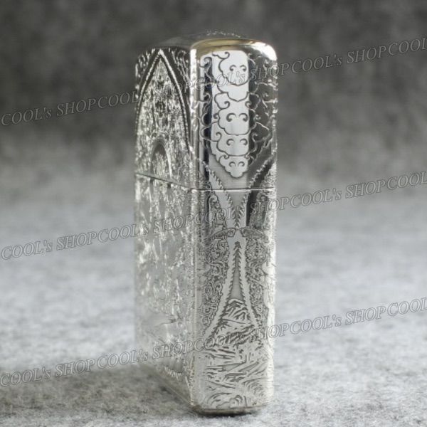 観音菩薩 五面総彫り オイルライター CHIEF シルバー zippo 銀 梵字 和