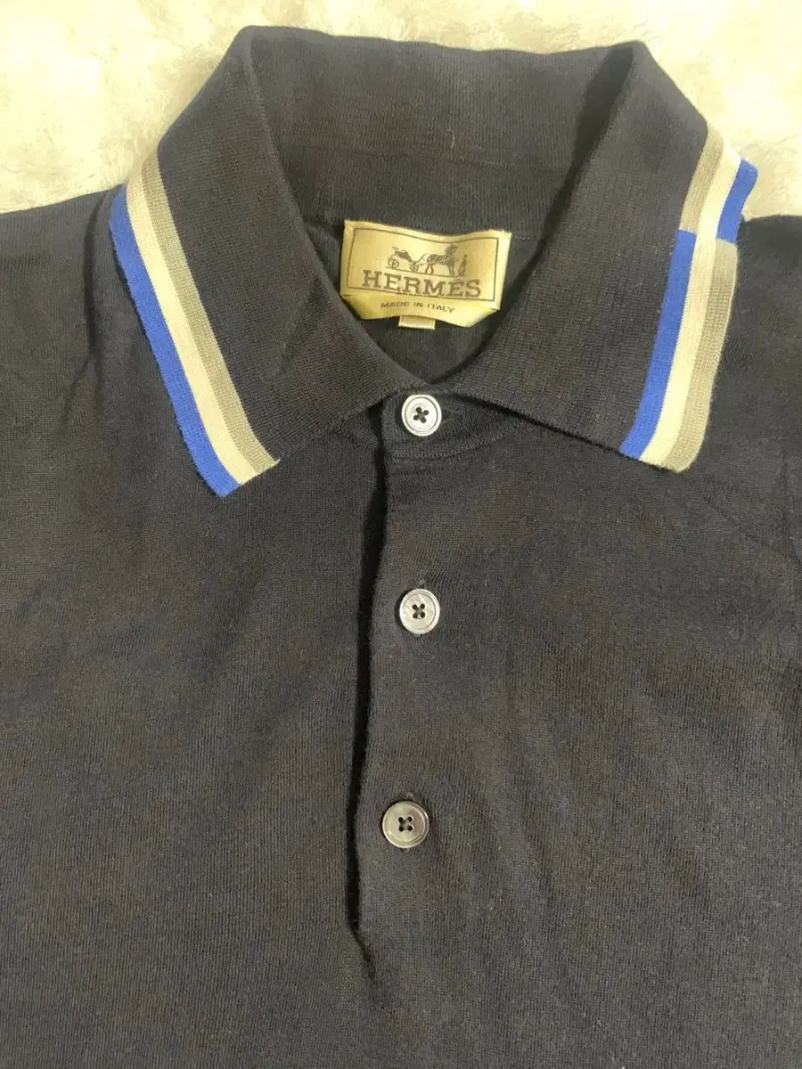 Hermes(エルメス) 半袖ポロシャツ ステッチ ネイビー - メルカリ