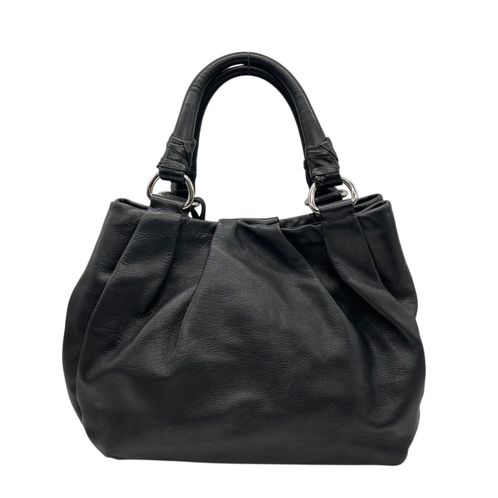 美品】PRADA プラダ オールレザー トートバッグ 白タグ