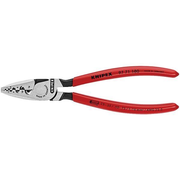 KNIPEX クニペックス エンドスリーブ用圧着ペンチ プラスチックコーティング 全長180mm 9771-180