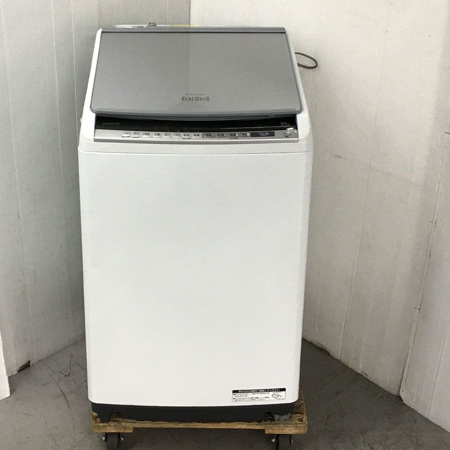 地域 重量商品 日立 HITACHI BW-DV90E-S 縦型洗濯乾燥機 ビートウォッシュ シルバー 洗濯9.0kg 乾燥5.0kg ヒーター乾燥 水冷 除湿タイプ 上開き