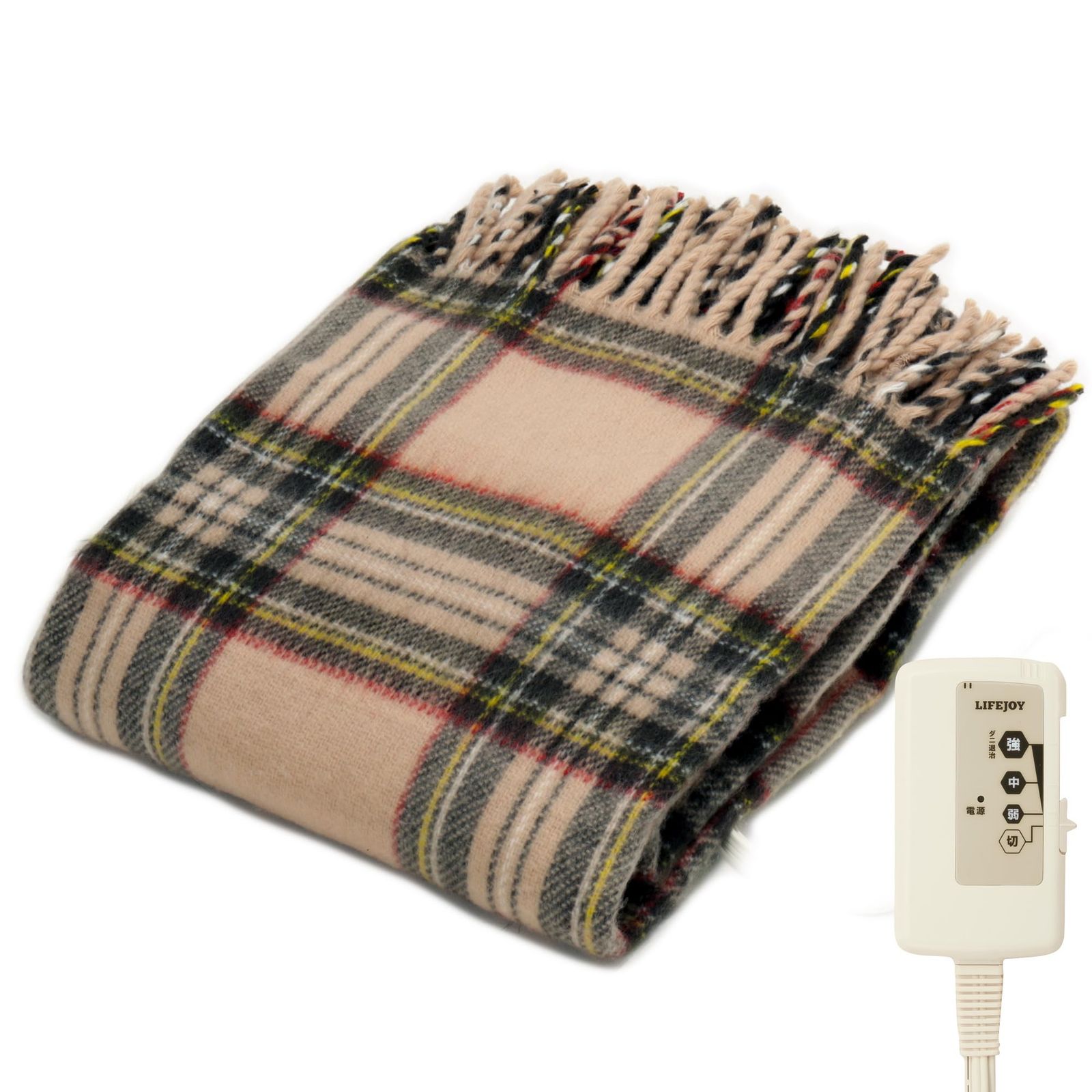 数量 ライフジョイ 電気ひざ掛け 日本製 ベージュ チェック柄 160cm×82cm 電気毛布 洗える ブランケット 大判 ふわふわ あったか JPN161CC