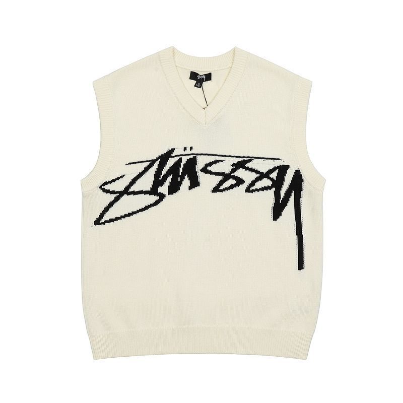 新品未使用STUSSY ニットベスト トップス ベスト Vネック ゆったり セーター 重ね着 秋コーデ ノースリーブ おしゃれ カジュアル - メルカリ