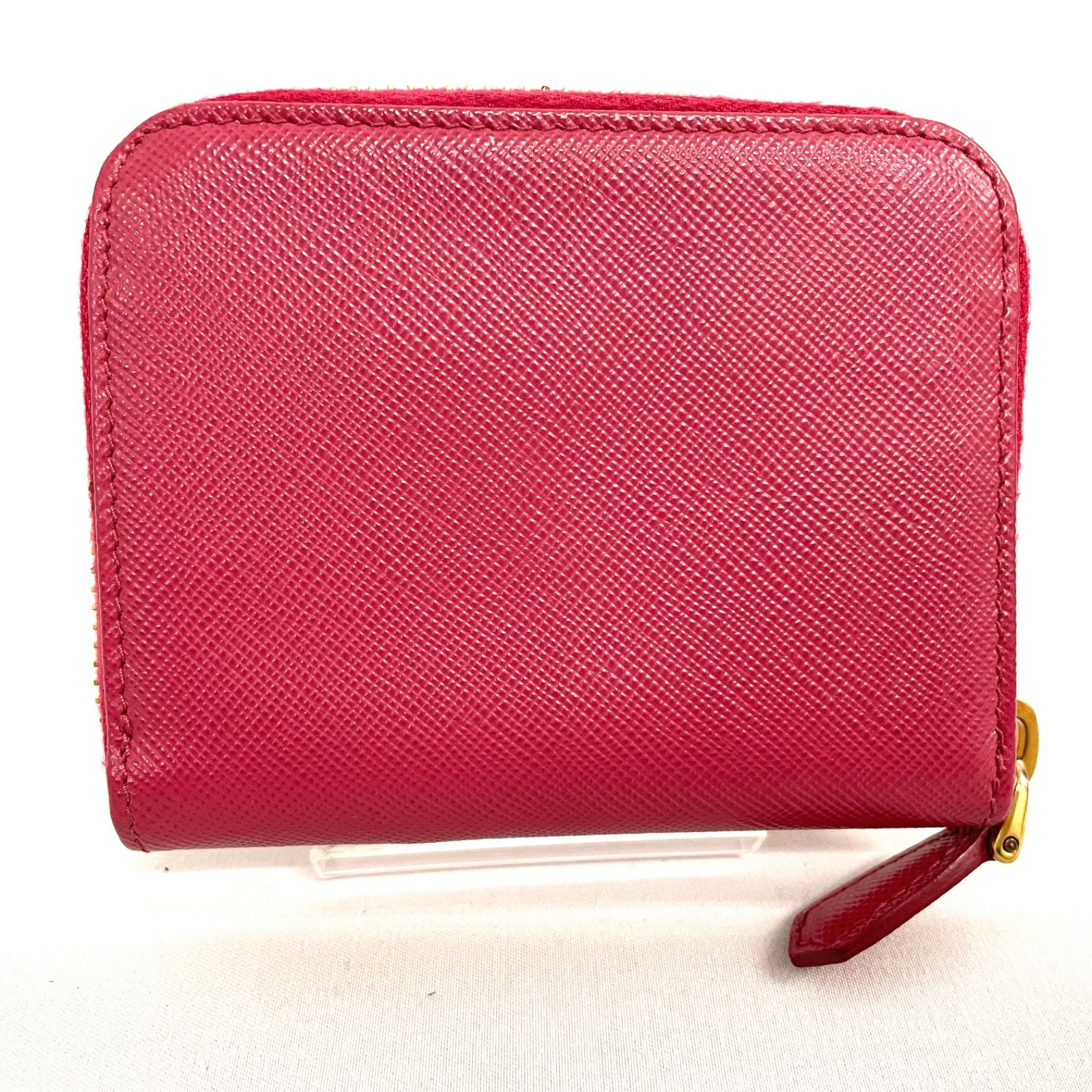 美品】 PRADA プラダ サフィアーノ コンパクト ラウンド ジップ