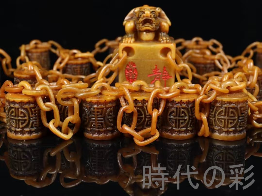 ◆中国古玩・寿山田黄石・篆刻・瑞獣・細密彫り・置物・印章・書道具 文具 案頭◆ 中国古美術 清代 乾隆5年 内務府寿山田黄石 龍印章 置物 工芸品 骨董品