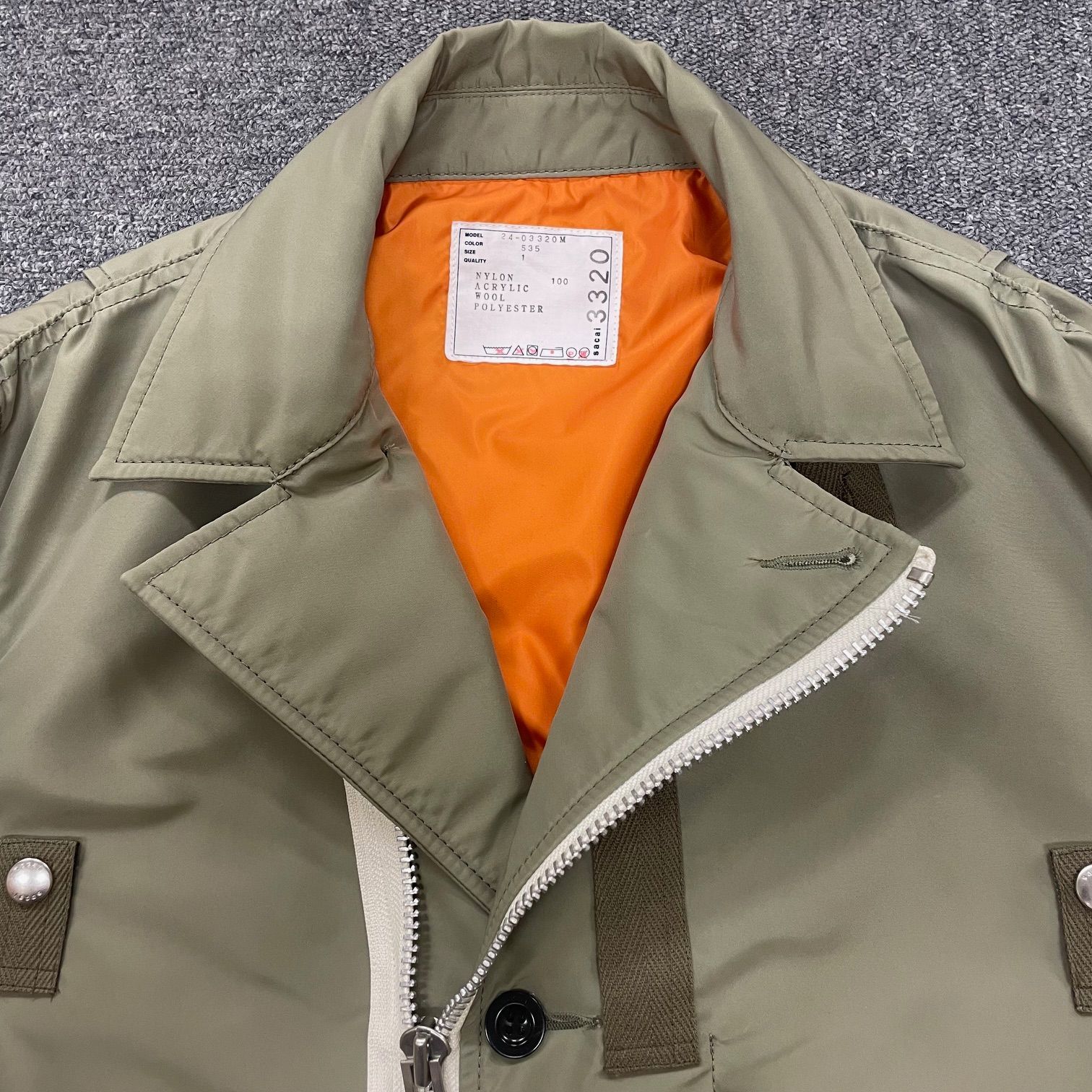 sacai コントラストトリム ボンバージャケット（セール中） Sacai コントラストトリム ボンバージャケット | ブラック