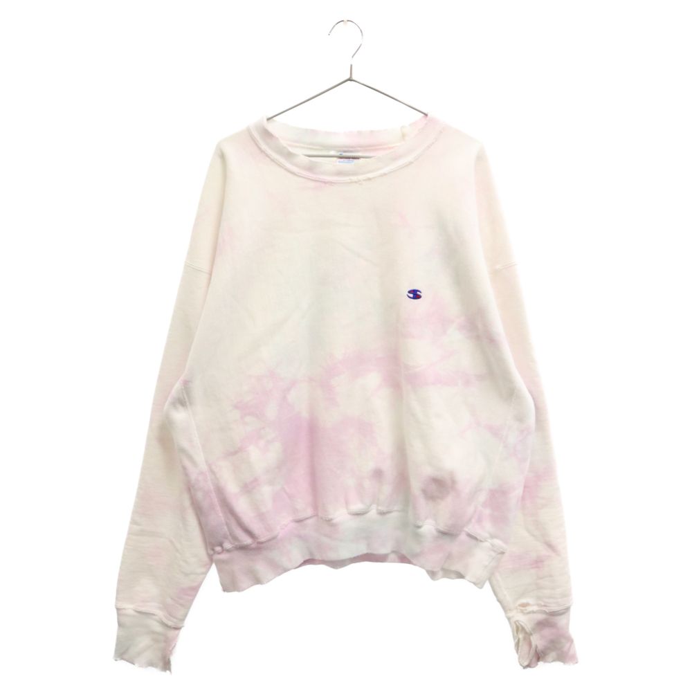 SAINT MICHAEL (セントマイケル) 23AW CRW N SWT/ONE POINT/TIEDYE タイダイ ダメージ加工クルーネックスウェット トレーナー ホワイト SM‐A23‐0000‐025