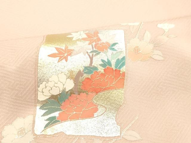 平和屋着物○訪問着 作家物 草花文 暈し染め 金銀彩 正絹