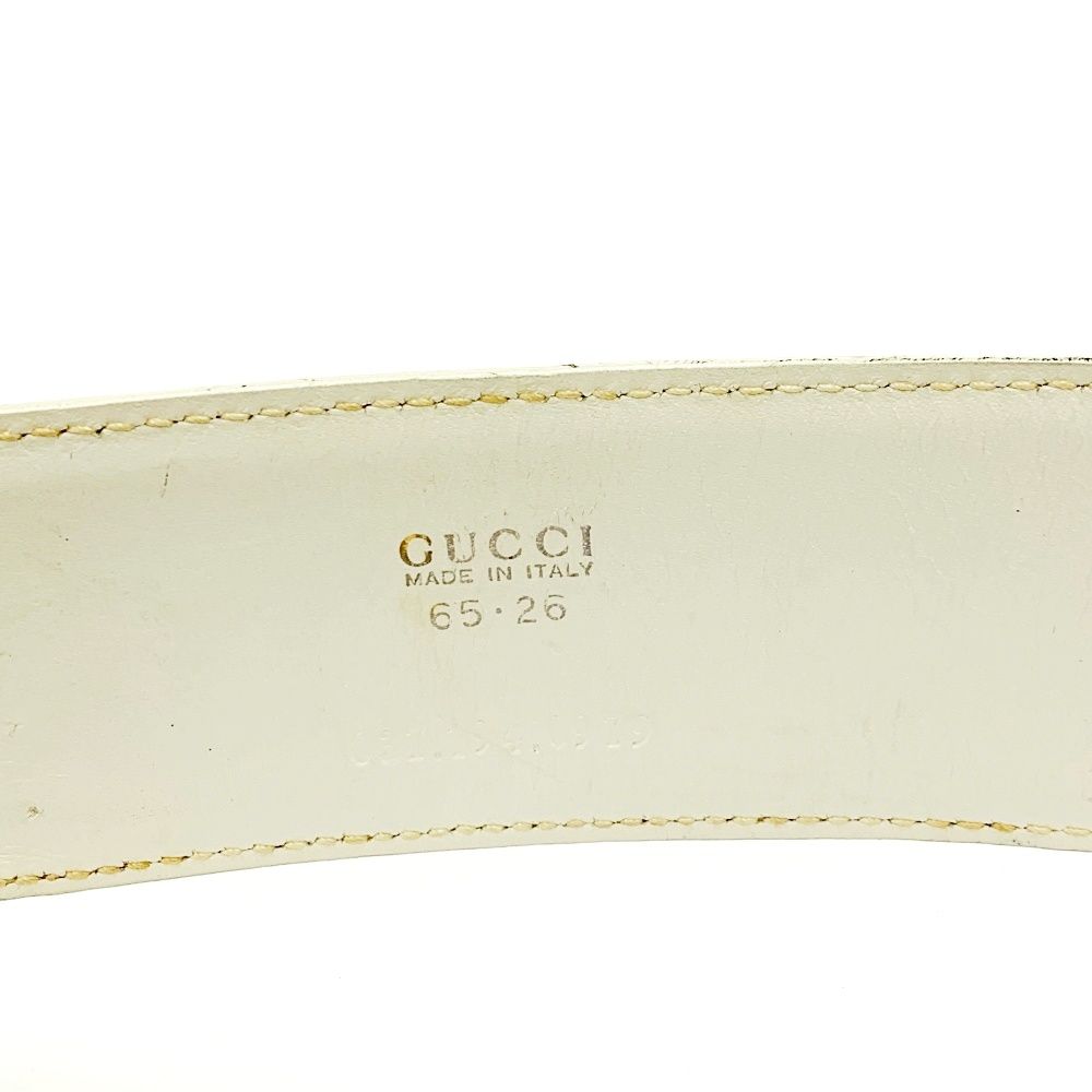 GUCCI グッチ レザー ベルト ホワイト 65.26 日本 - 小物